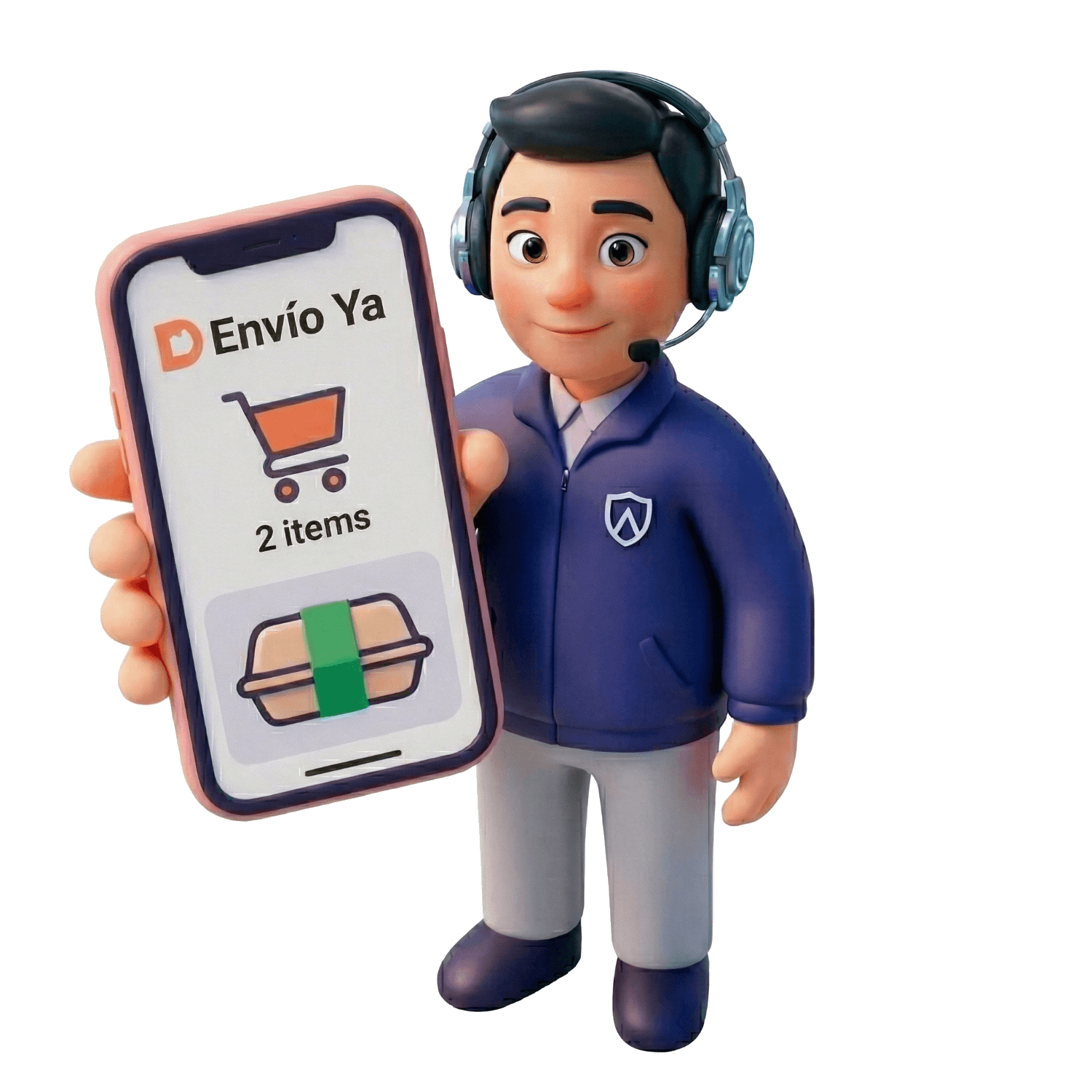 Operador con celular de mandados 3D